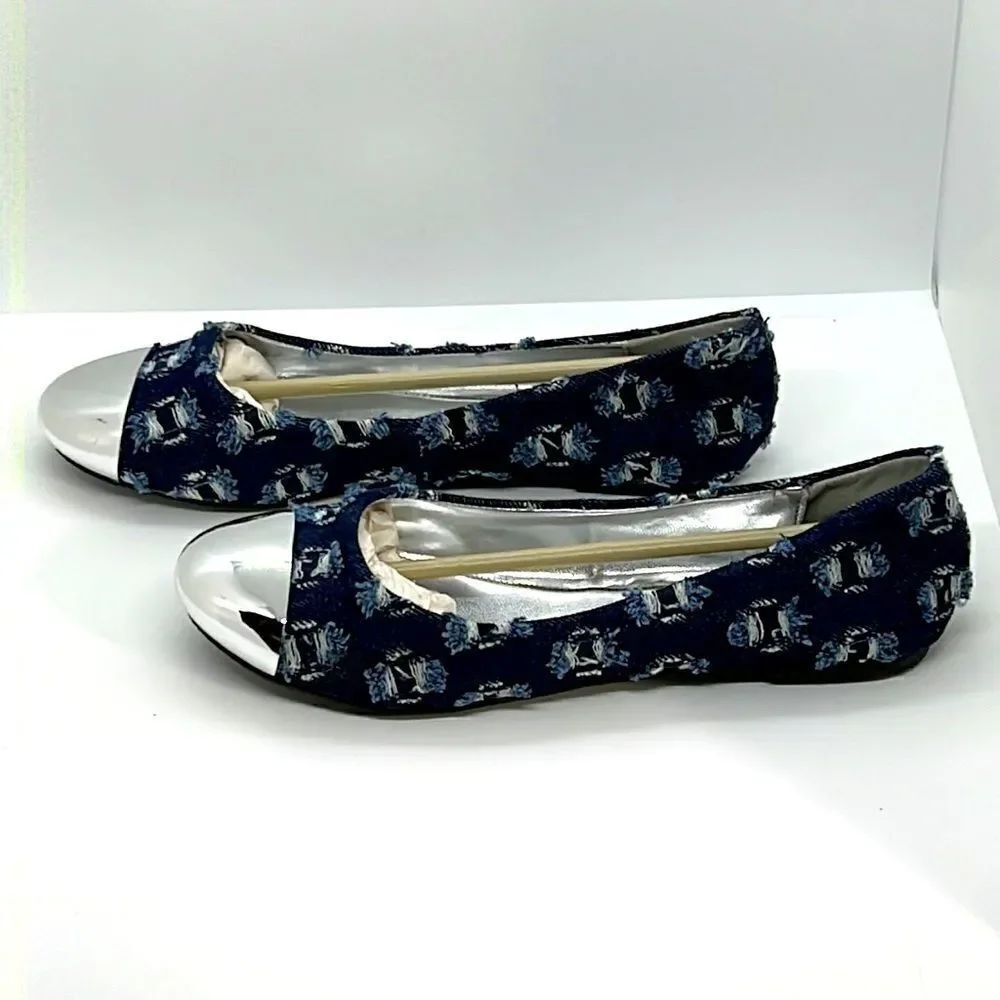 Denim Patchwork Flats By Fahrenheit. Size 7